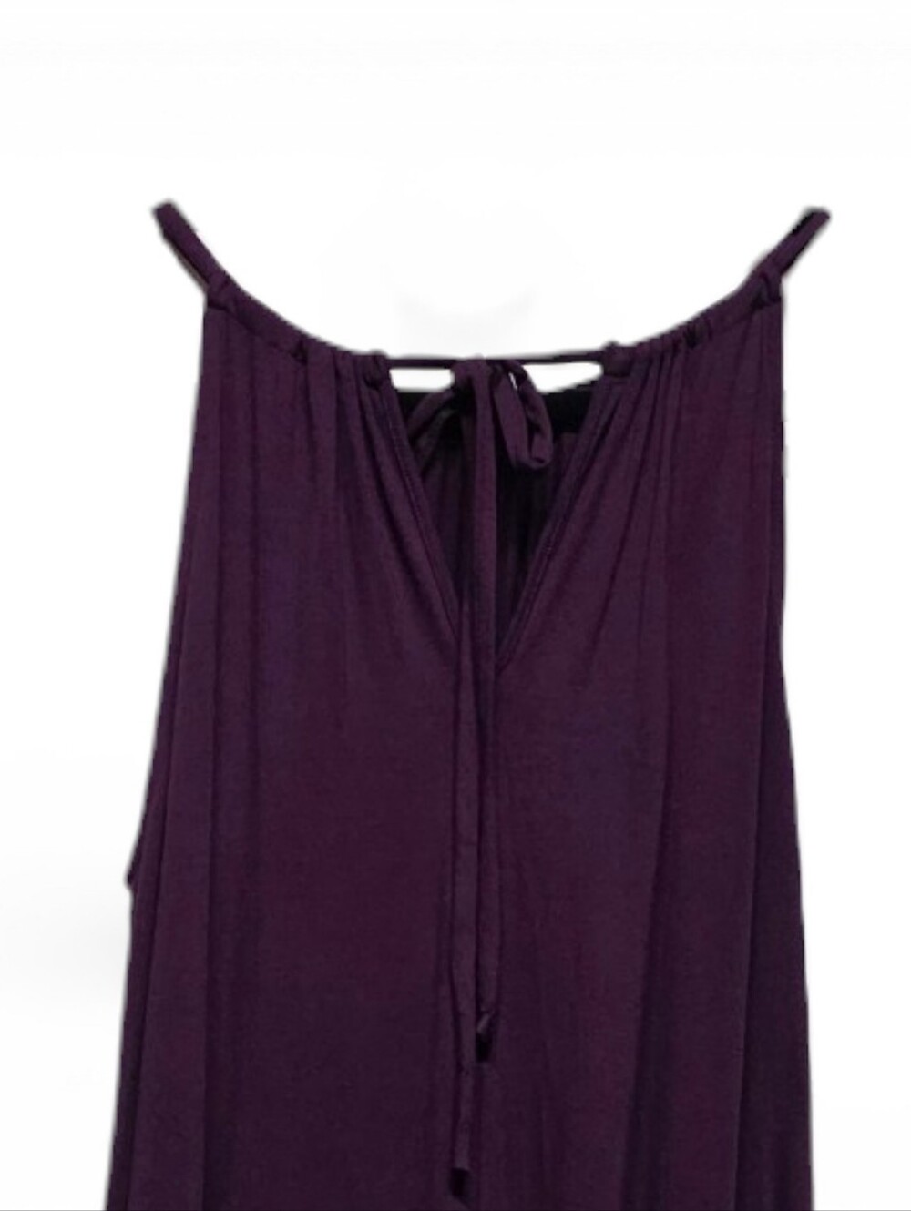 Eileen Fisher Plum Purple Tencel Lyocell Back Keyhole Tie Midi Dress S/P - Picture 3 of 5